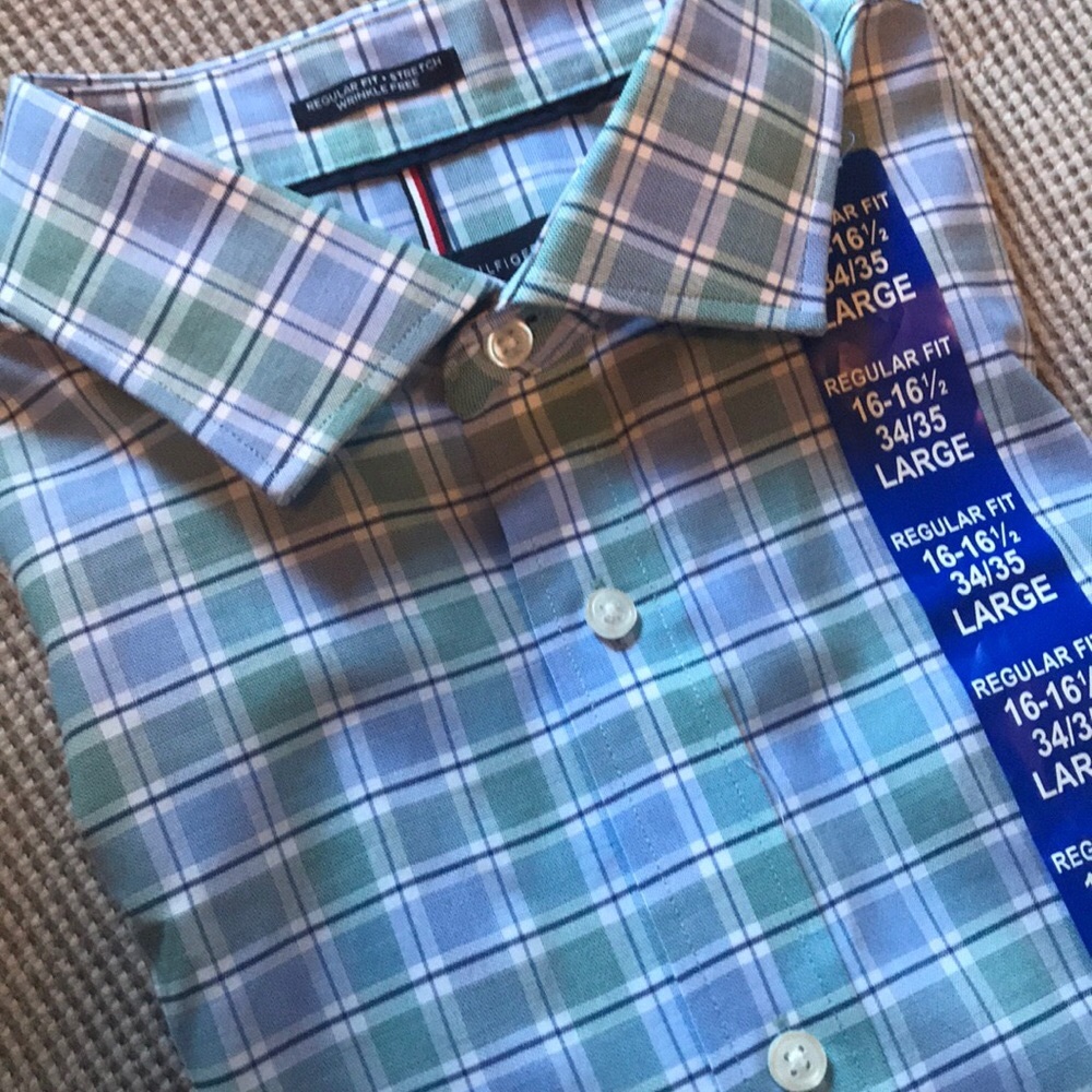 NWT Tommy Hilfiger button down checkered shirt
